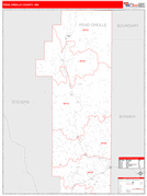 Pend Oreille County, WA Digital Map Red Line Style